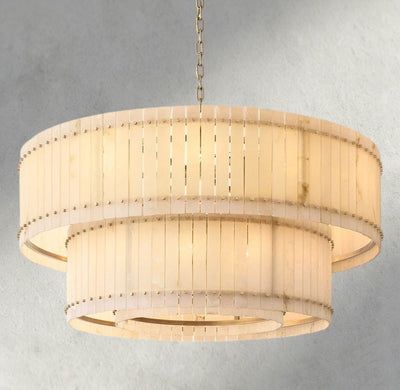 Sun Merca Alabaster Round Tiered Chandelier 22", 37", 48", 60" - Cyran Lamps