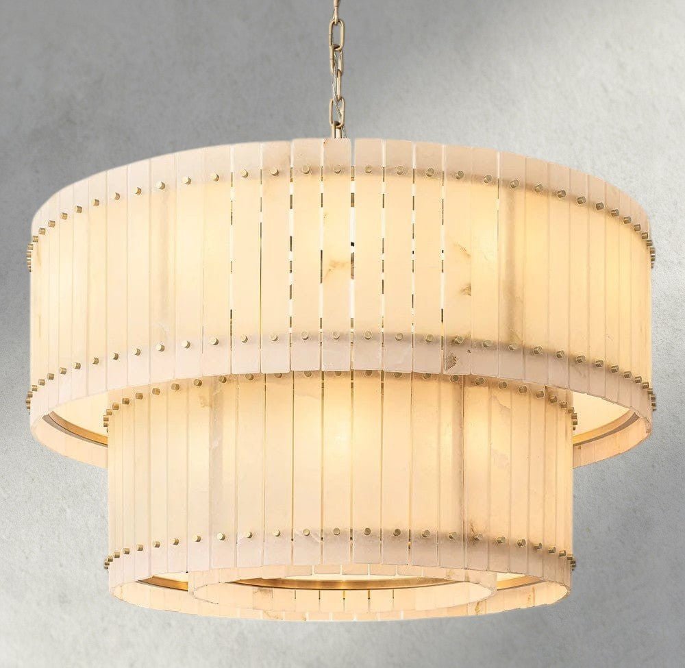 Sun Merca Alabaster Round Tiered Chandelier 22", 37", 48", 60" - Cyran Lamps