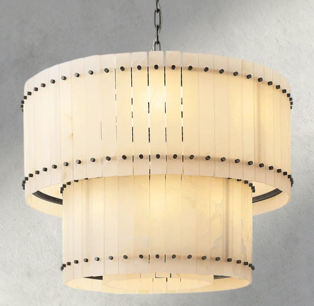 Sun Merca Alabaster Round Tiered Chandelier 22", 37", 48", 60" - Cyran Lamps