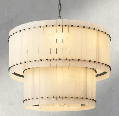 Sun Merca Alabaster Round Tiered Chandelier 22", 37", 48", 60" - Cyran Lamps