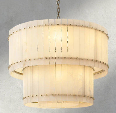 Sun Merca Alabaster Round Tiered Chandelier 22", 37", 48", 60" - Cyran Lamps