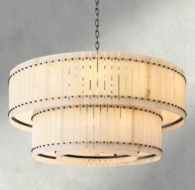 Sun Merca Alabaster Round Tiered Chandelier 22", 37", 48", 60" - Cyran Lamps