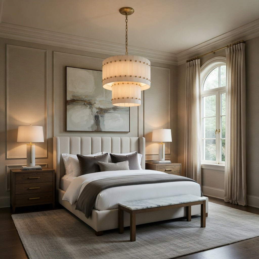 Valmont 2 - Tier Marble Chandelier 23" - cyranlamps