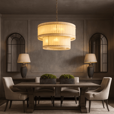 Valmont Marble Chandelier 39" - cyranlighting
