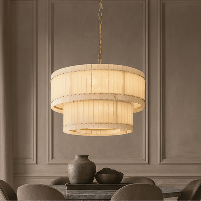 Valmont Marble Chandelier 39" - cyranlighting