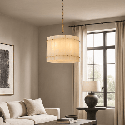 Valmont Marble Round Chandelier 16" - cyranlighting