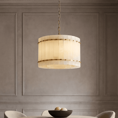 Valmont Marble Round Chandelier 16" - cyranlighting