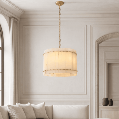Valmont Marble Round Chandelier 16" - cyranlighting