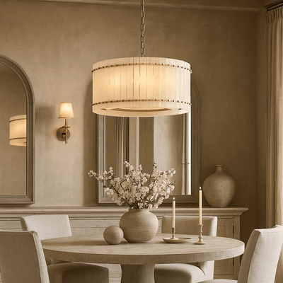 Valmont Marble Round Chandelier 24" - cyranlighting
