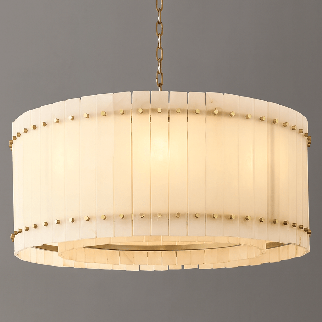 Valmont Marble Round Chandelier 24" - cyranlighting