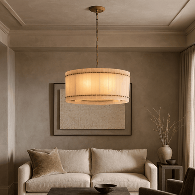 Valmont Marble Round Chandelier 24" - cyranlighting