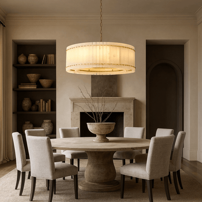 Valmont Marble Round Chandelier 31" - cyranlighting