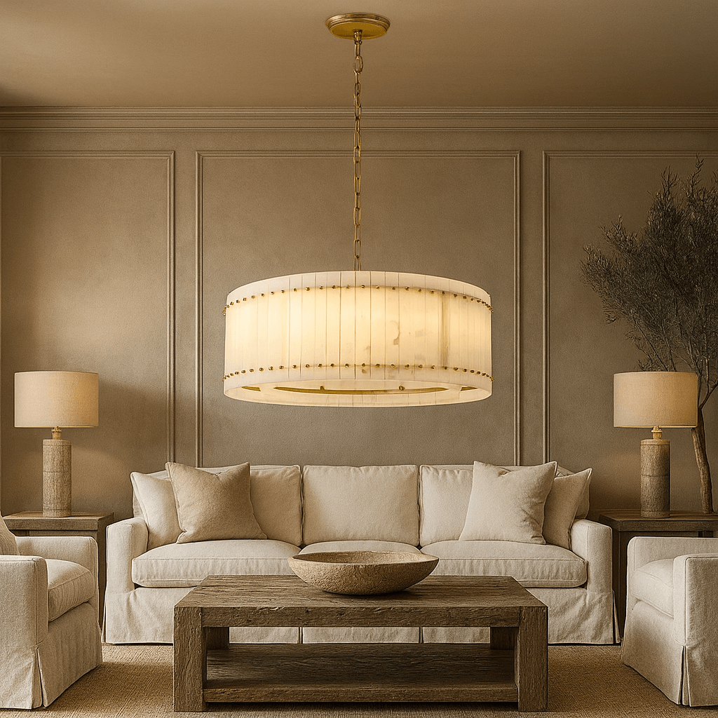 Valmont Marble Round Chandelier 39" - cyranlighting