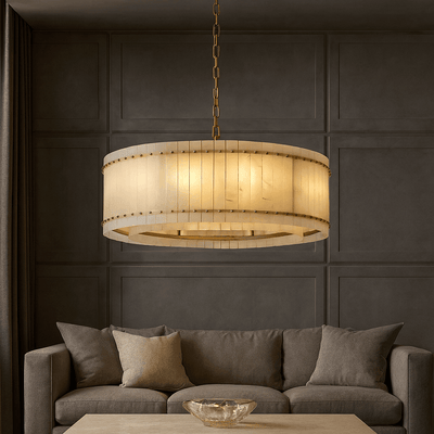 Valmont Marble Round Chandelier 39" - cyranlighting