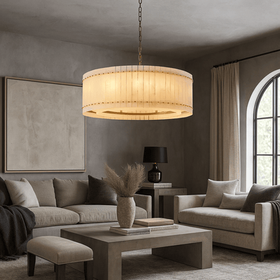Valmont Marble Round Chandelier 39" - cyranlighting