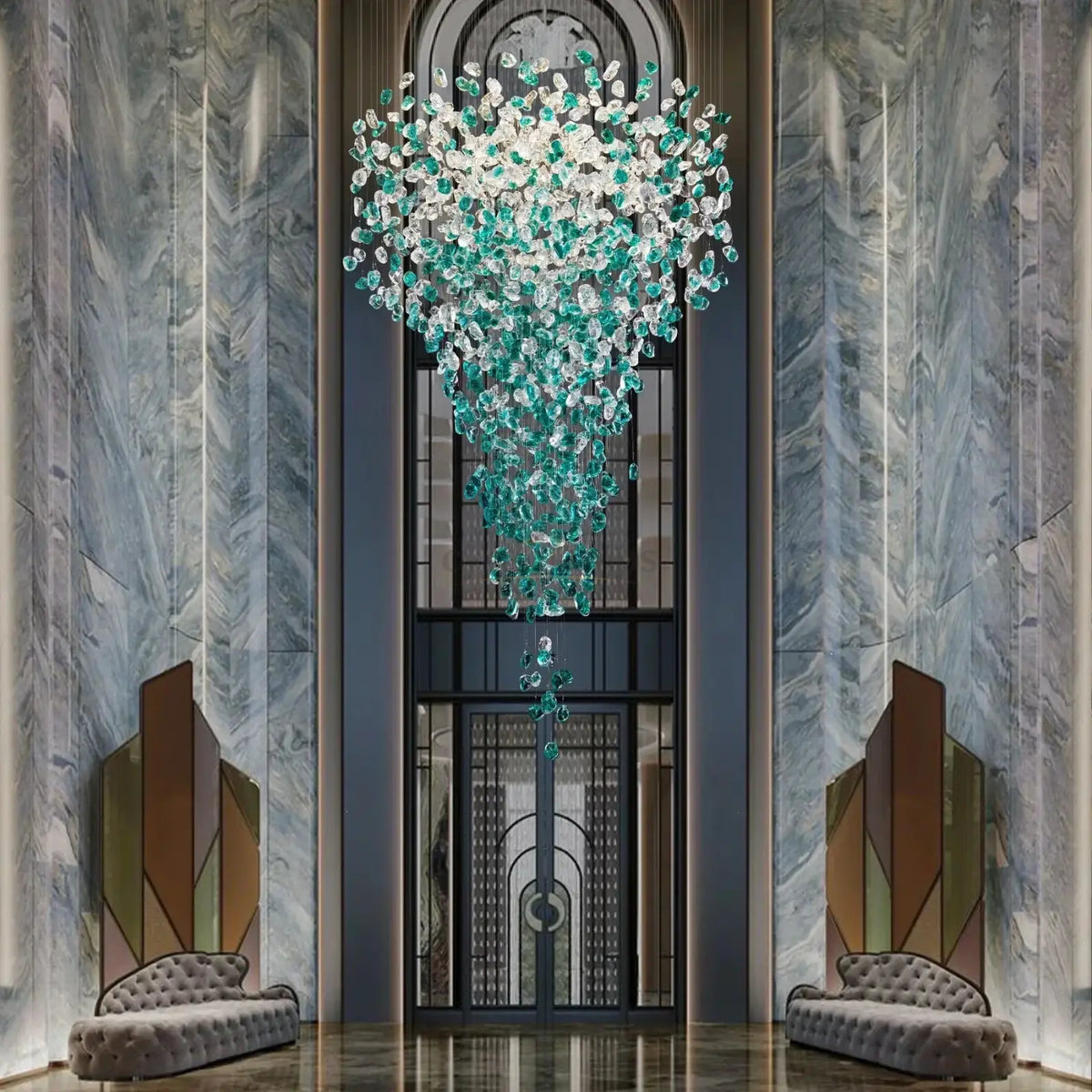 Verde Crystal Foyer Chandelier - cyranlighting