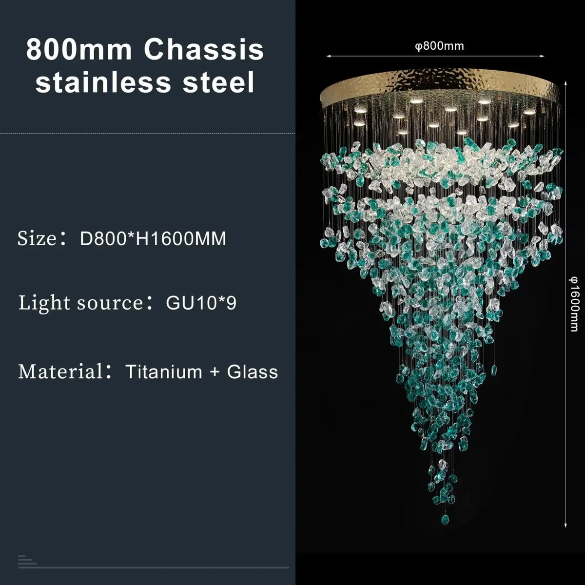 Verde Crystal Foyer Chandelier - cyranlighting