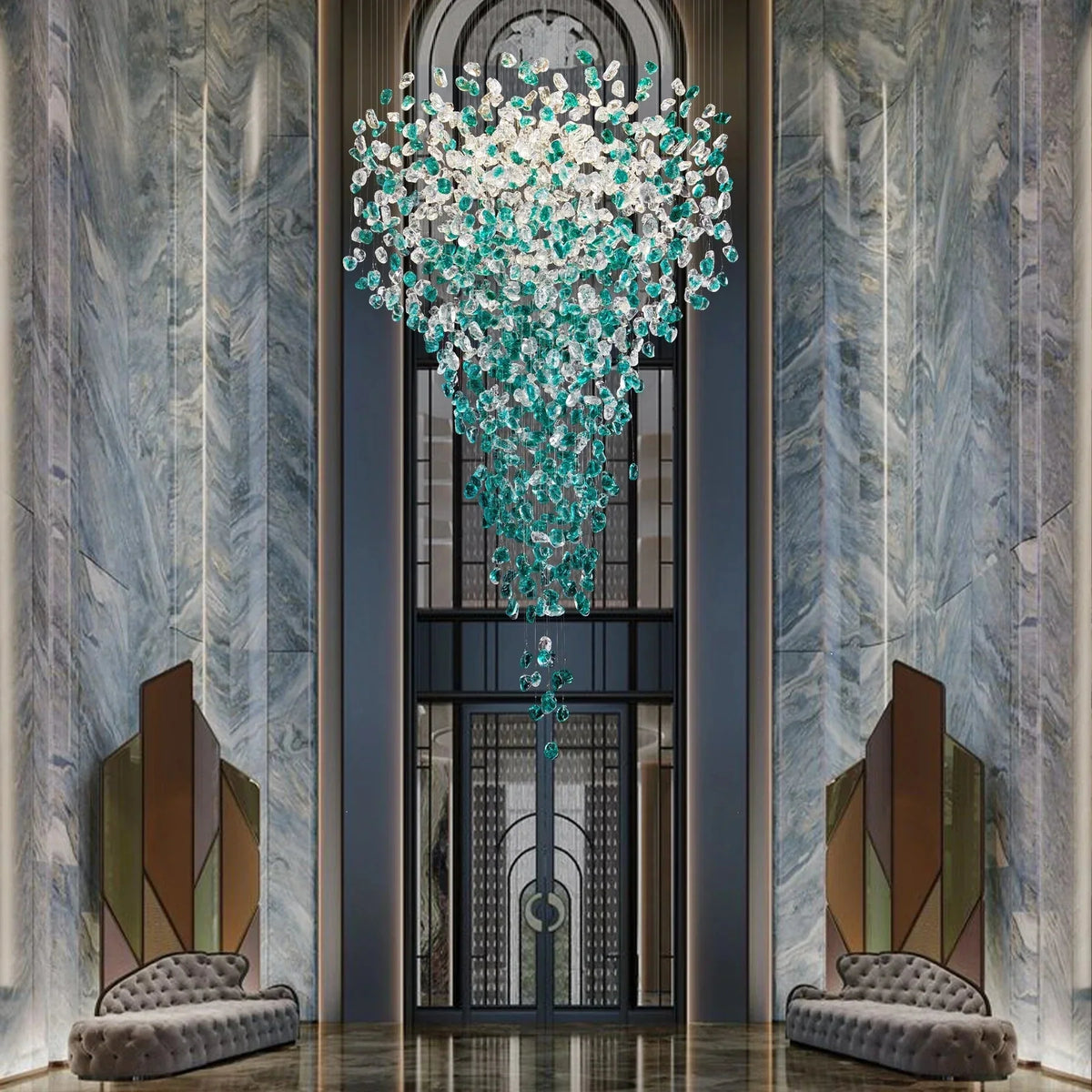Verde Crystal Foyer Chandelier - cyranlamps