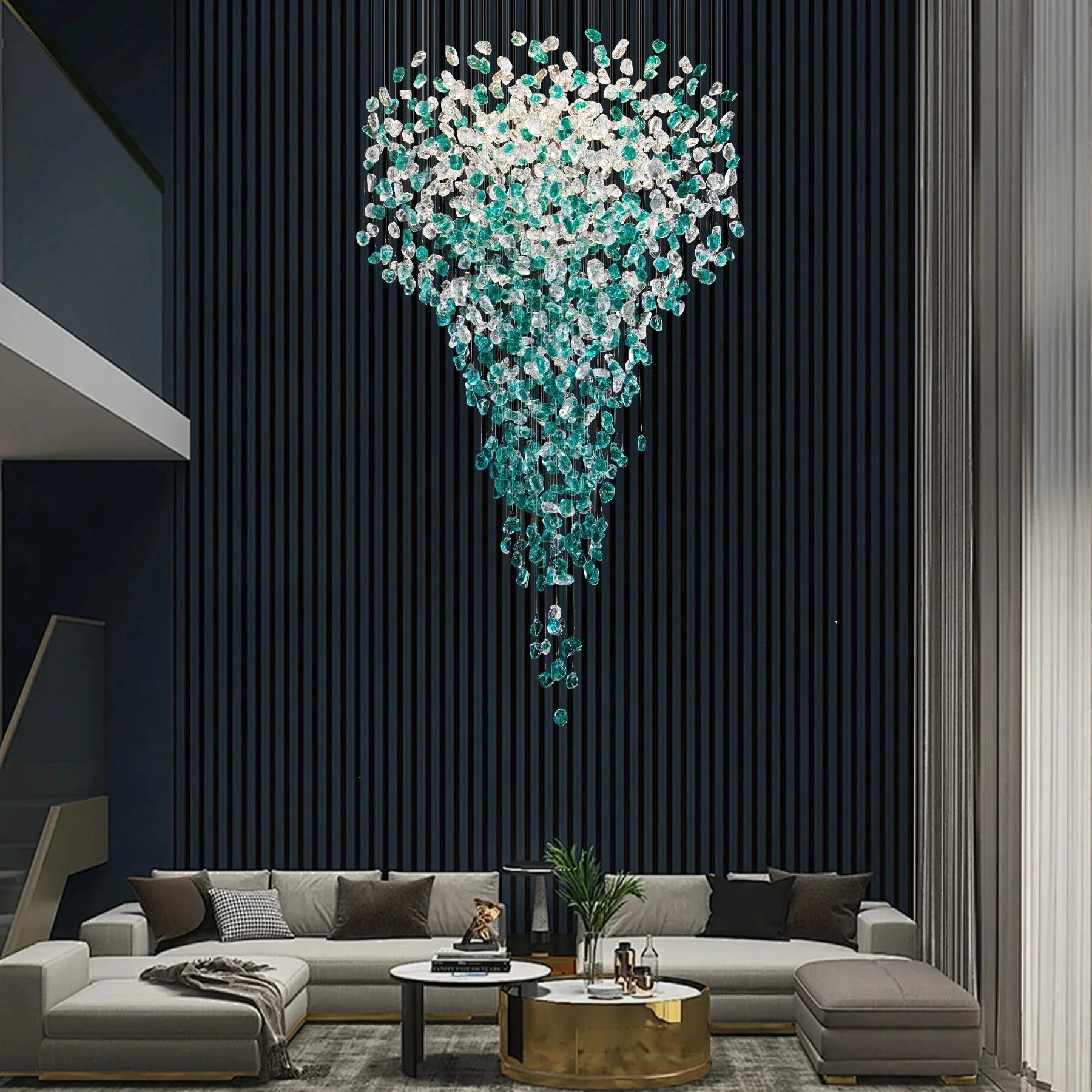 Verde Crystal Foyer Chandelier - cyranlamps