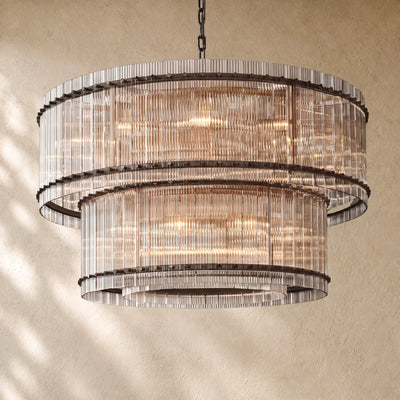 San Marca Glass Two-Tier Round Chandelier