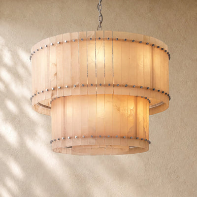 San Marcon Alabaster Two-Tier Round Chandelier