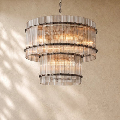 San Marca Glass Two-Tier Round Chandelier