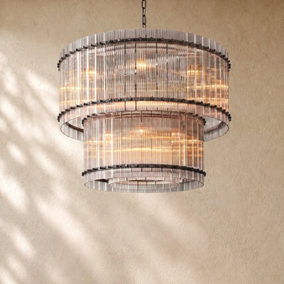 San Marca Glass Two-Tier Round Chandelier