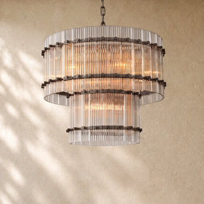 San Marca Glass Two-Tier Round Chandelier