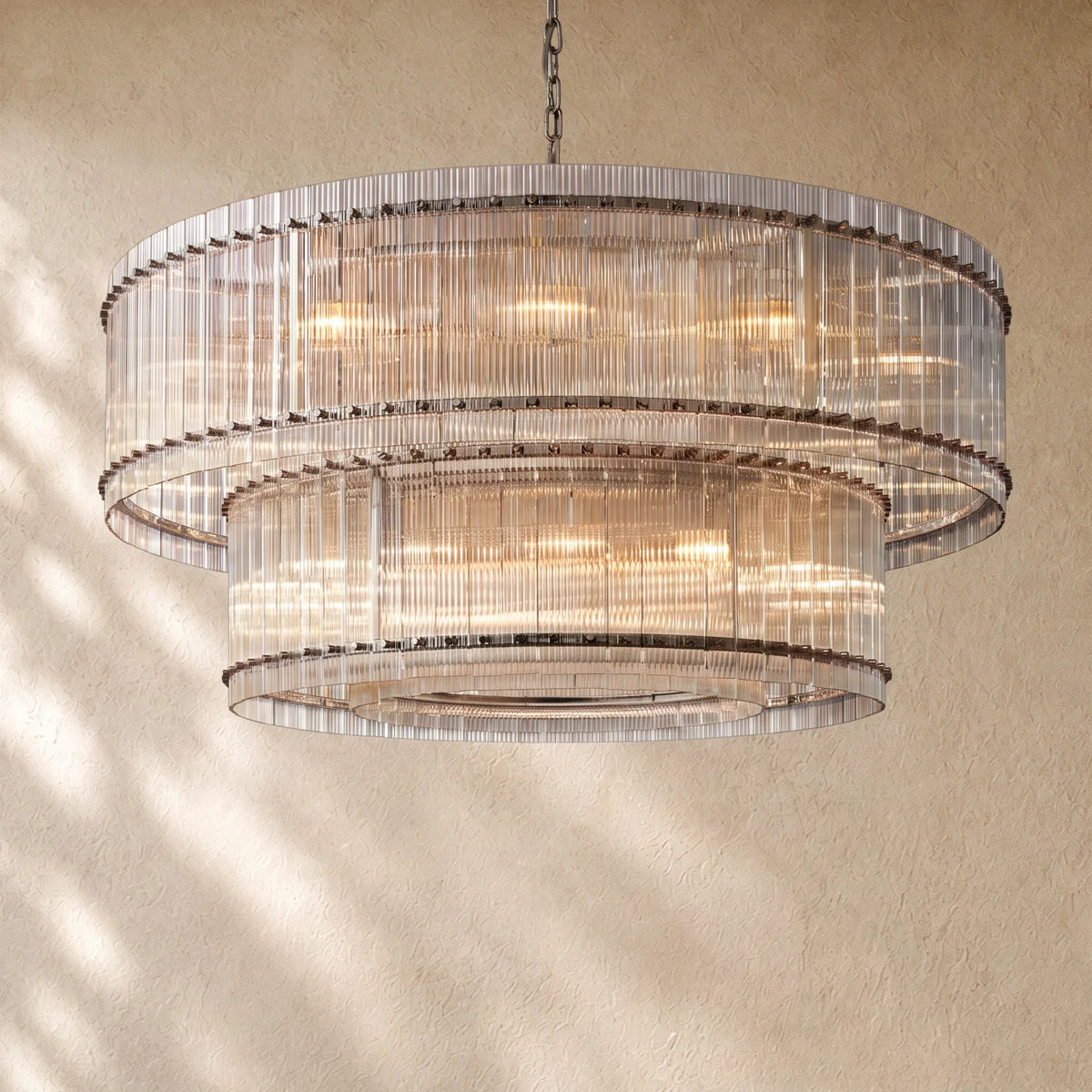 San Marca Glass Two-Tier Round Chandelier