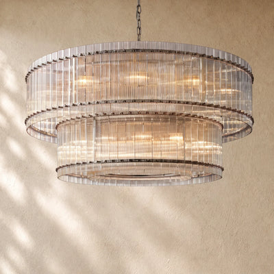 San Marca Glass Two-Tier Round Chandelier