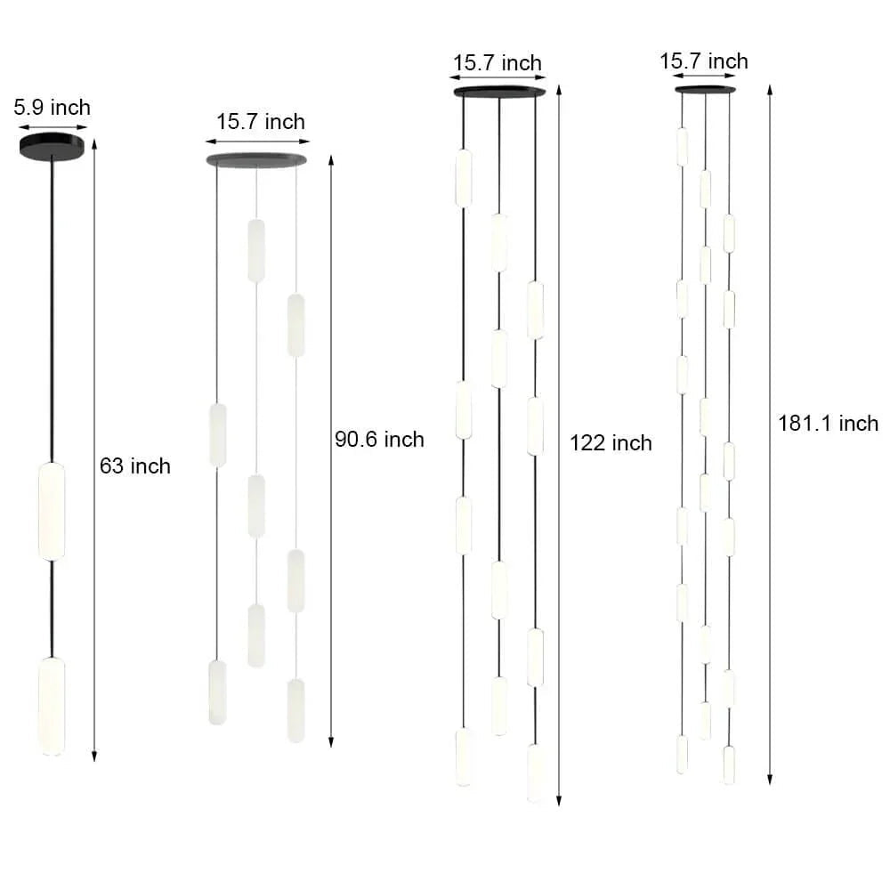 White Long Tube Multi Light Staircase Chandelier - Cyran Lamps