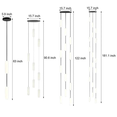 White Long Tube Multi Light Staircase Chandelier - Cyran Lamps
