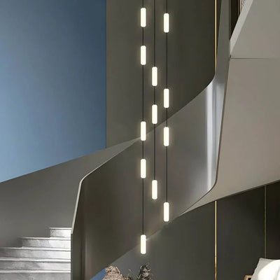 White Long Tube Multi Light Staircase Chandelier - Cyran Lamps