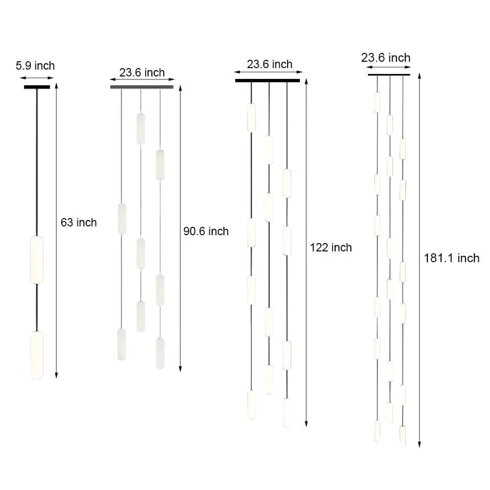 White Long Tube Multi Light Staircase Chandelier - Cyran Lamps