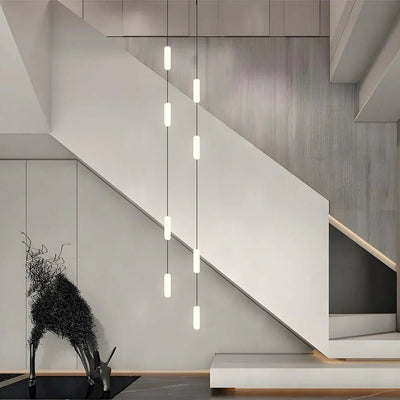 White Long Tube Multi Light Staircase Chandelier - Cyran Lamps